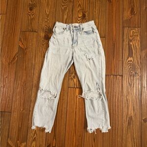 Abercrombie & Fitch Light Wash Distressed Straight Jeans